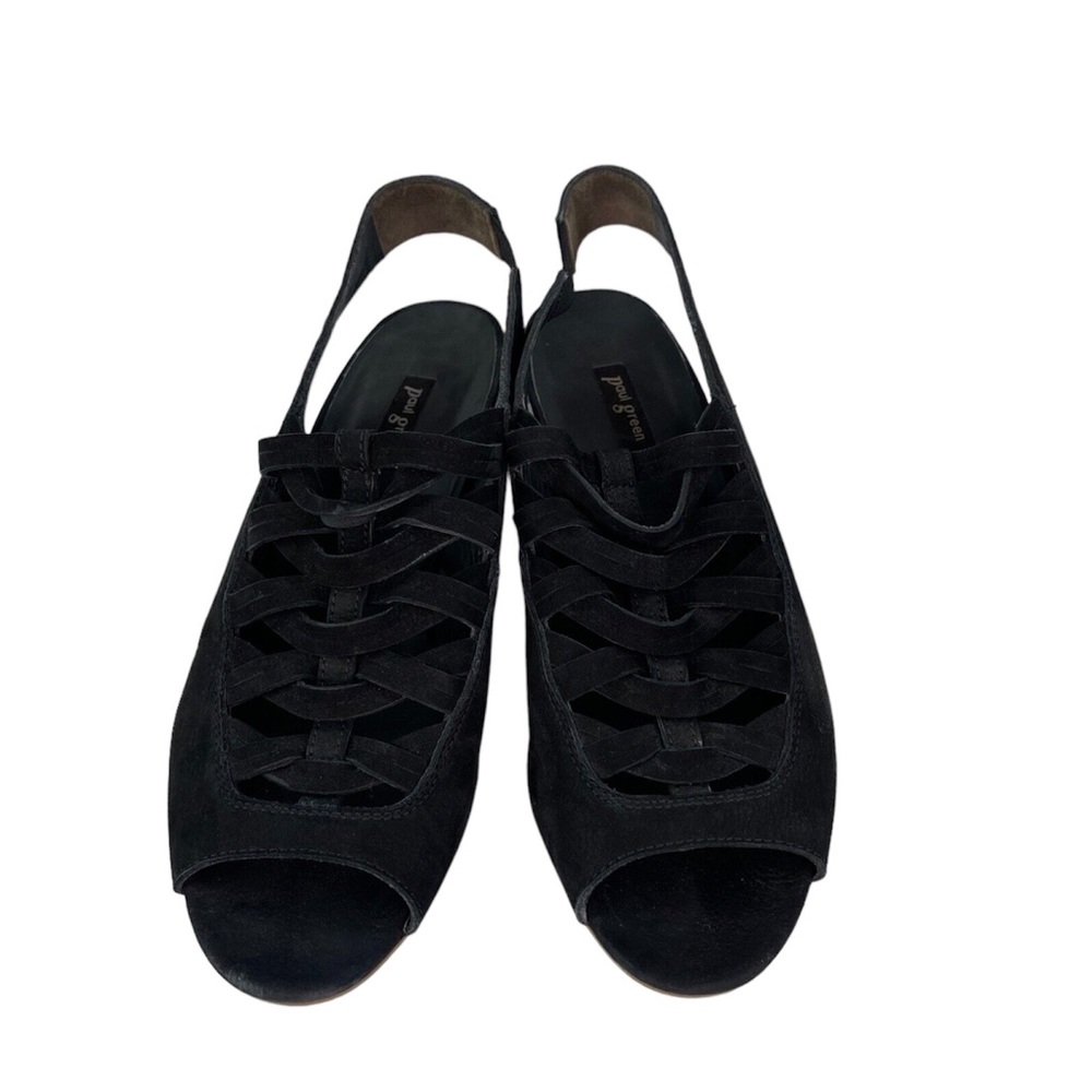 Paul Green Trisha Slingback Sandals Womens US 5.5 Black Cut Out Suede Sh…